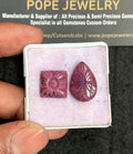 Natural Ruby Gemstone Hand Carved Mix Shape Cabochon High Quality Loose Gemstones For Jewelry Making 13-19 MM Size 2 Pcs V3619
