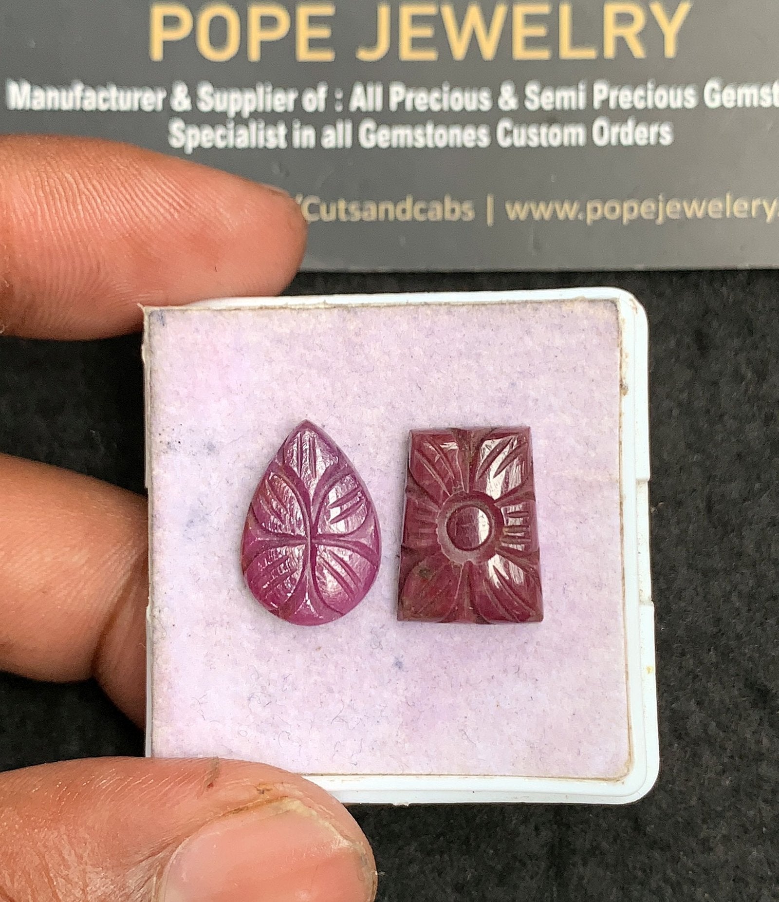 Natural Ruby Gemstone Hand Carved Mix Shape Cabochon High Quality Loose Gemstones For Jewelry Making 16x11 MM Size 2 Pcs V3621