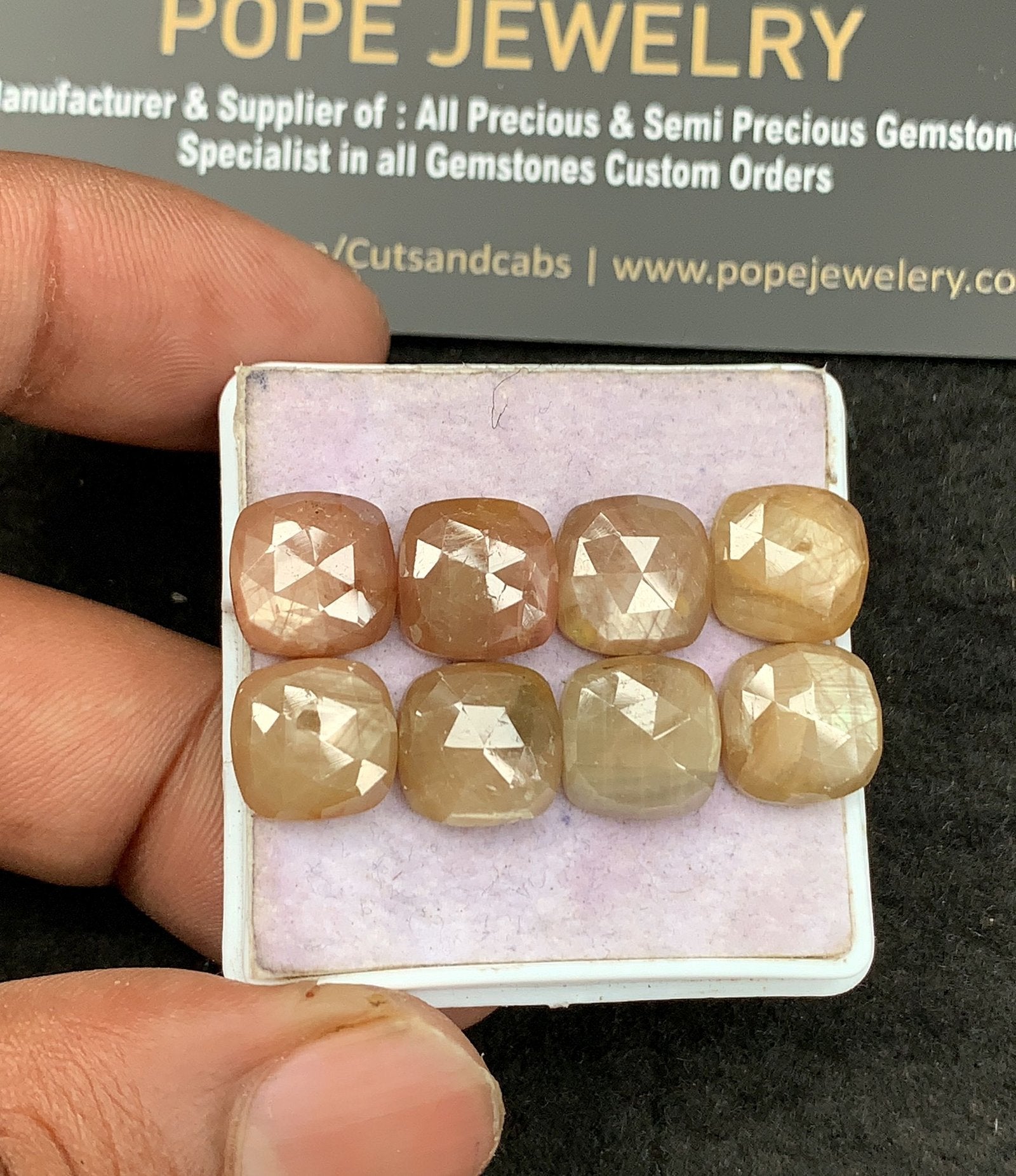 Natural Golden Sapphire Gemstone Rose Cut Cushion Shape Cabochon High Quality Loose Gemstones For Jewelry Making 10 MM Size 8 Pcs V3632