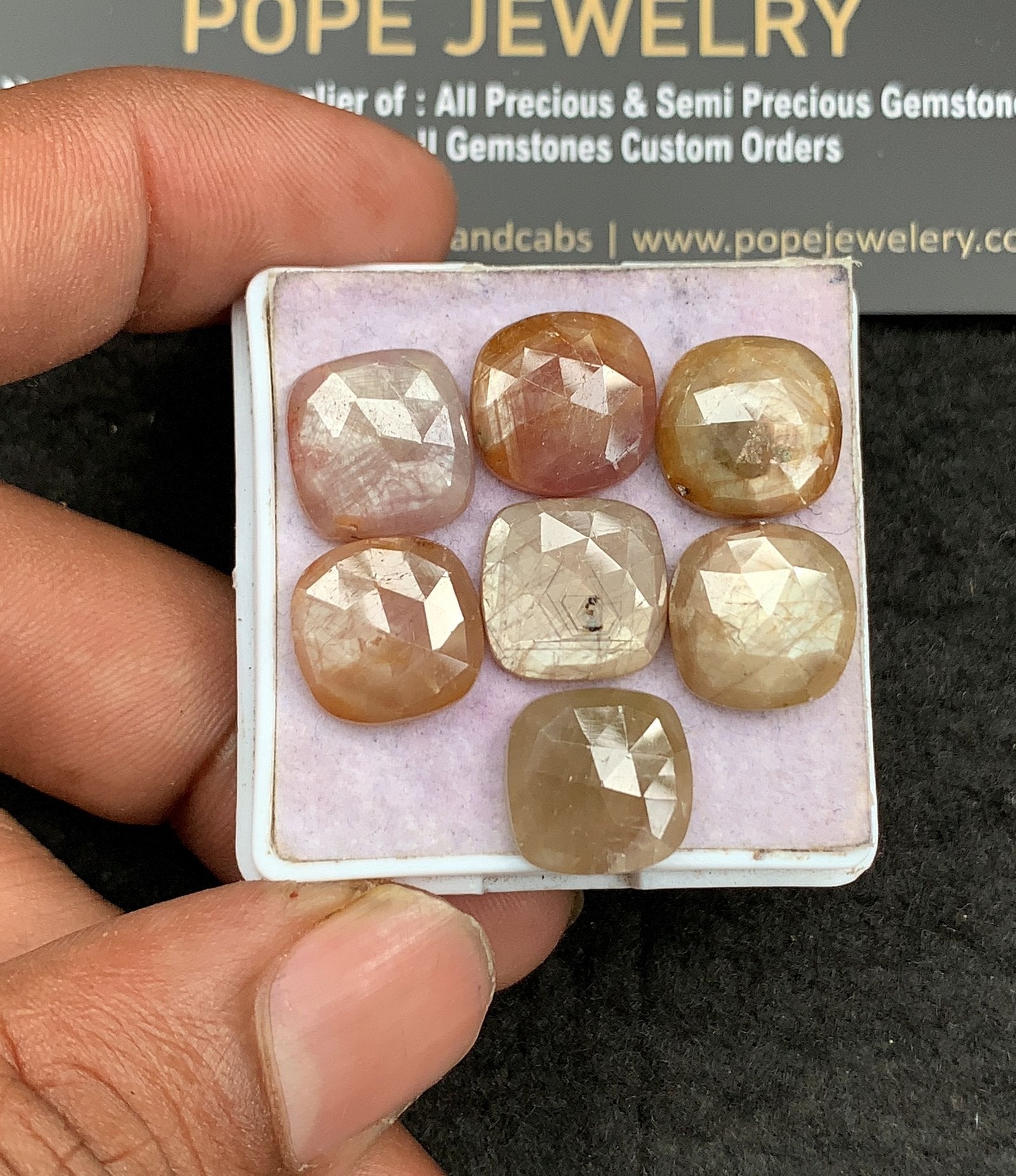 Natural Golden Sapphire Gemstone Rose Cut Cushion Shape Cabochon High Quality Loose Gemstones For Jewelry Making 12 MM Size 7 Pcs V3633