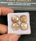 Natural Golden Sapphire Gemstone Rose Cut Cushion Shape Cabochon High Quality Loose Gemstones For Jewelry Making 14 MM Size 4 Pcs V3634