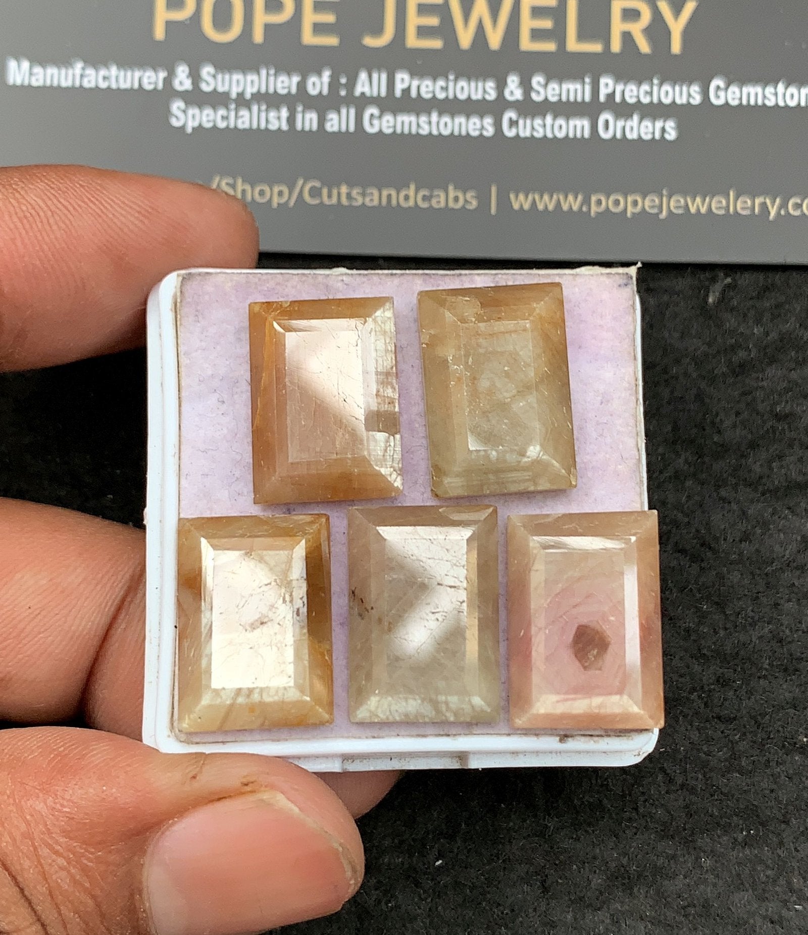 Natural Golden Sapphire Gemstone Step Cut Rectangle Shape Cabochon High Quality Loose Gemstones For Jewelry Making 17x12 MM Size 5 Pcs V3644