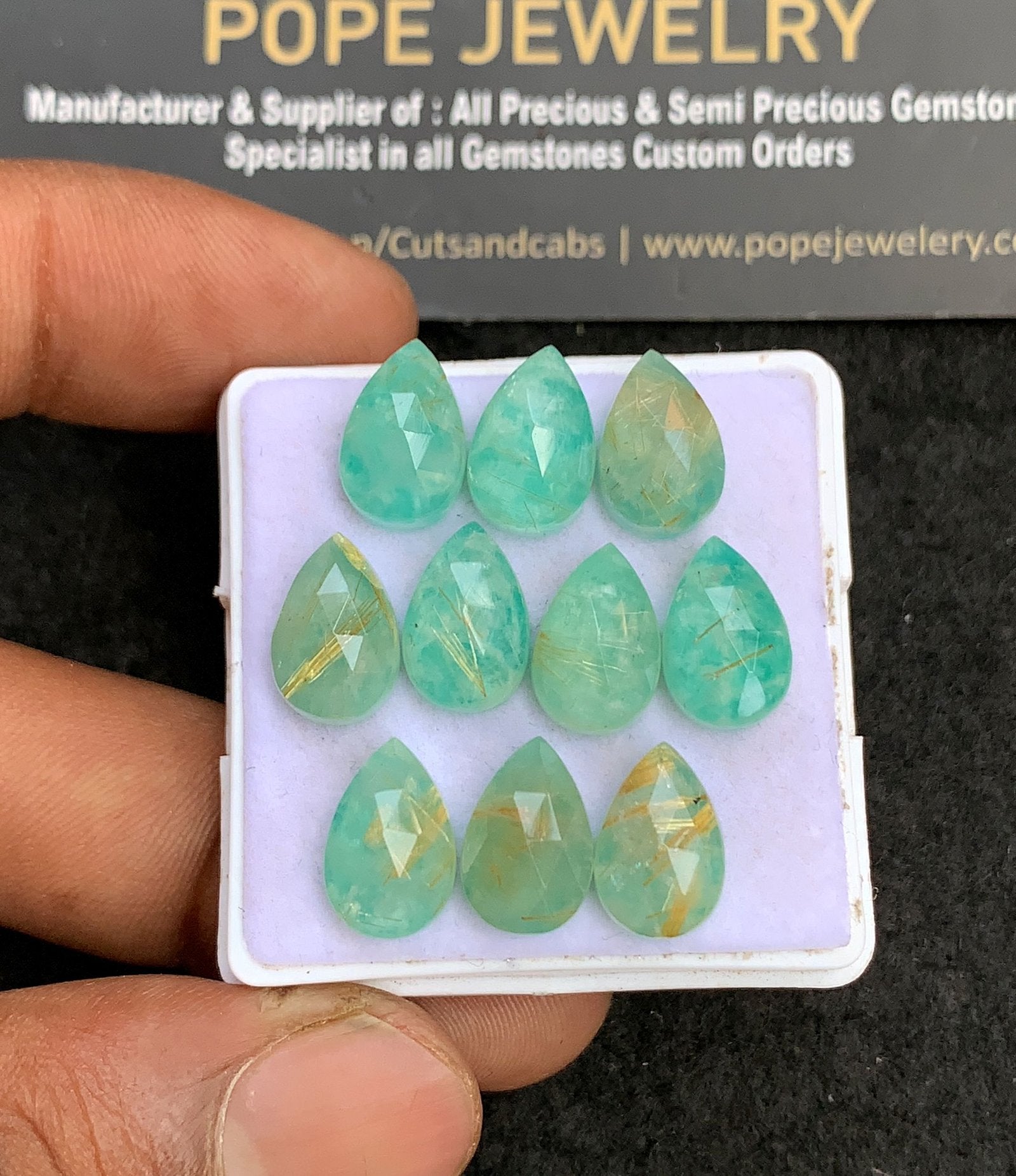 Natural Amazonite Doublet Gemstone Rose Cut Pear Shape Cabochon High Quality Loose Gemstones For Jewelry Making 12x8 Size 10 Pcs V3652