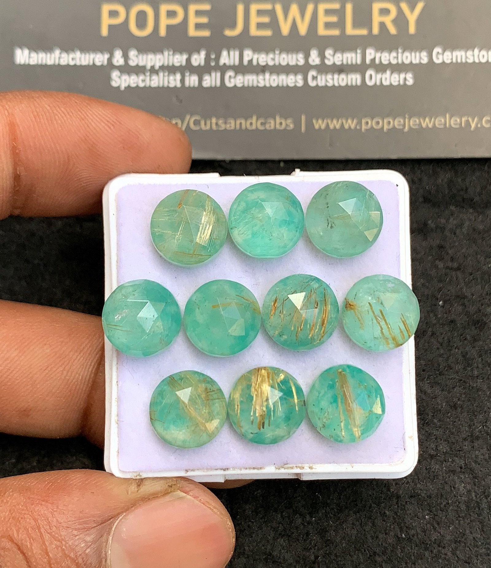 Natural Amazonite Doublet Gemstone Rose Cut Round Shape Cabochon High Quality Loose Gemstones For Jewelry Making 10 MM Size 10 Pcs V3653