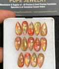 Natural Ammolite Doublet Gemstone Rose Cut Pear Shape Cabochon High Quality Loose Gemstones For Jewelry Making 15-16 MM Size 14 Pcs V3659