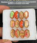Natural Ammolite Doublet Gemstone Step Cut Hexagon Shape Cabochon High Quality Loose Gemstones For Jewelry Making 16x8 MM Size 12 Pcs V3662