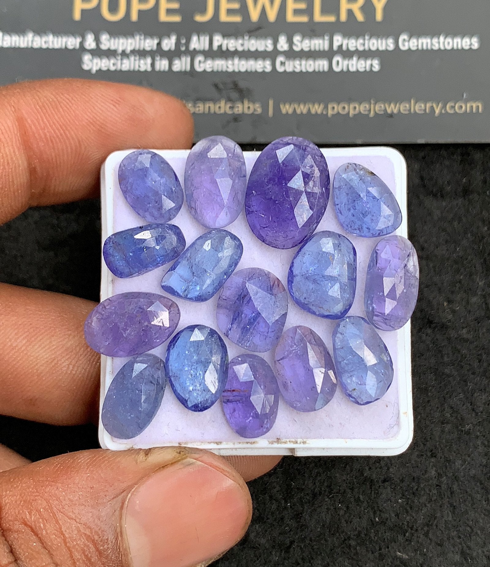 Natural Tanzanite Gemstone Rose Cut Fancy Shape Cabochon High Quality Loose Gemstones For Jewelry Making 10-15 MM 15 Pcs V3665
