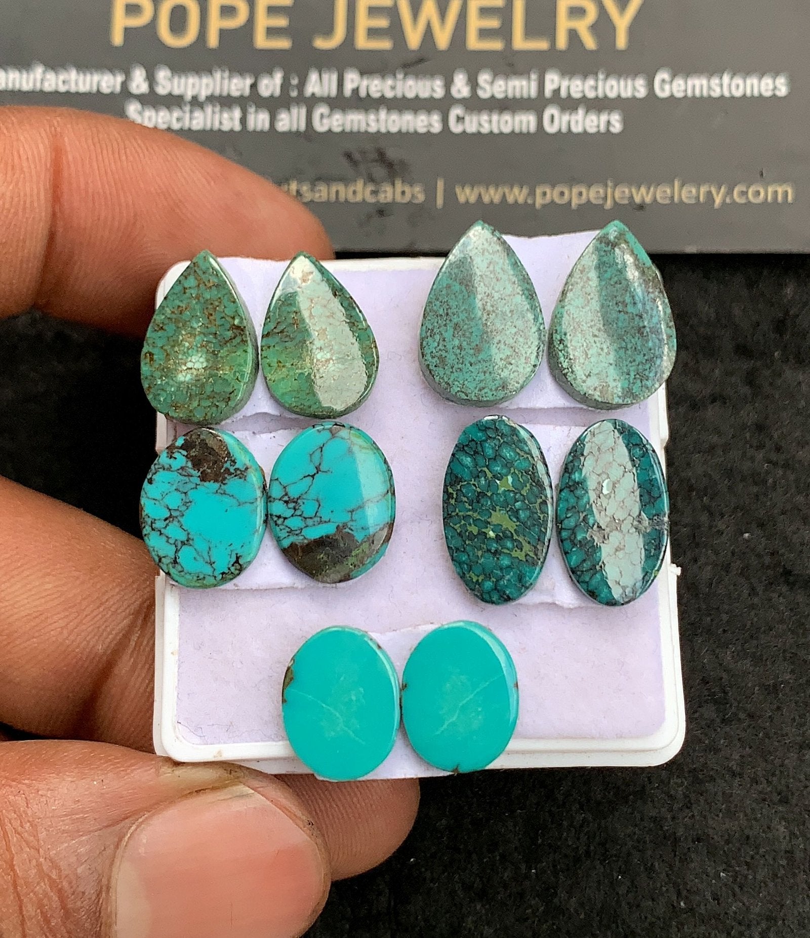 Natural Tibetan Turquoise Gemstone Smooth Mix Shape Cabochon High Quality Loose Gemstones For Jewelry Making 11-15 MM 5 Pair V3669