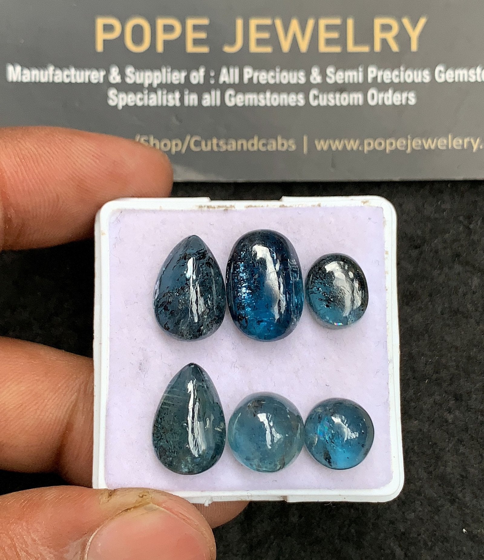 Natural Teal Green Kyanite Gemstone Smooth Mix Shape Cabochon High Quality Loose Gemstones For Jewelry Making 9-15 MM Size 6 Pcs V3672