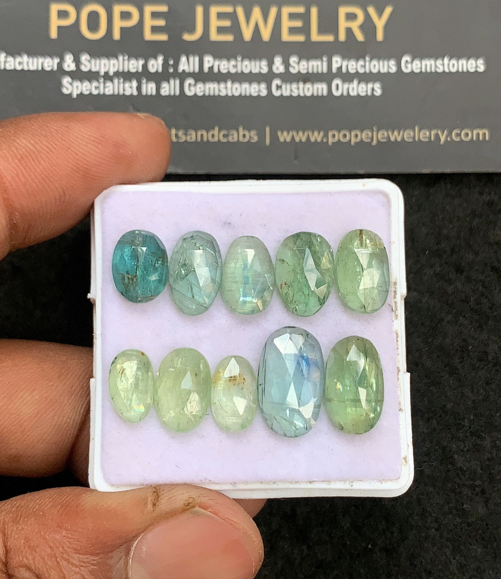 Natural Mint Kyanite Gemstone Rose Cut Fancy Shape Cabochon High Quality Loose Gemstones For Jewelry Making 9-14 MM Size 10 Pcs V3674