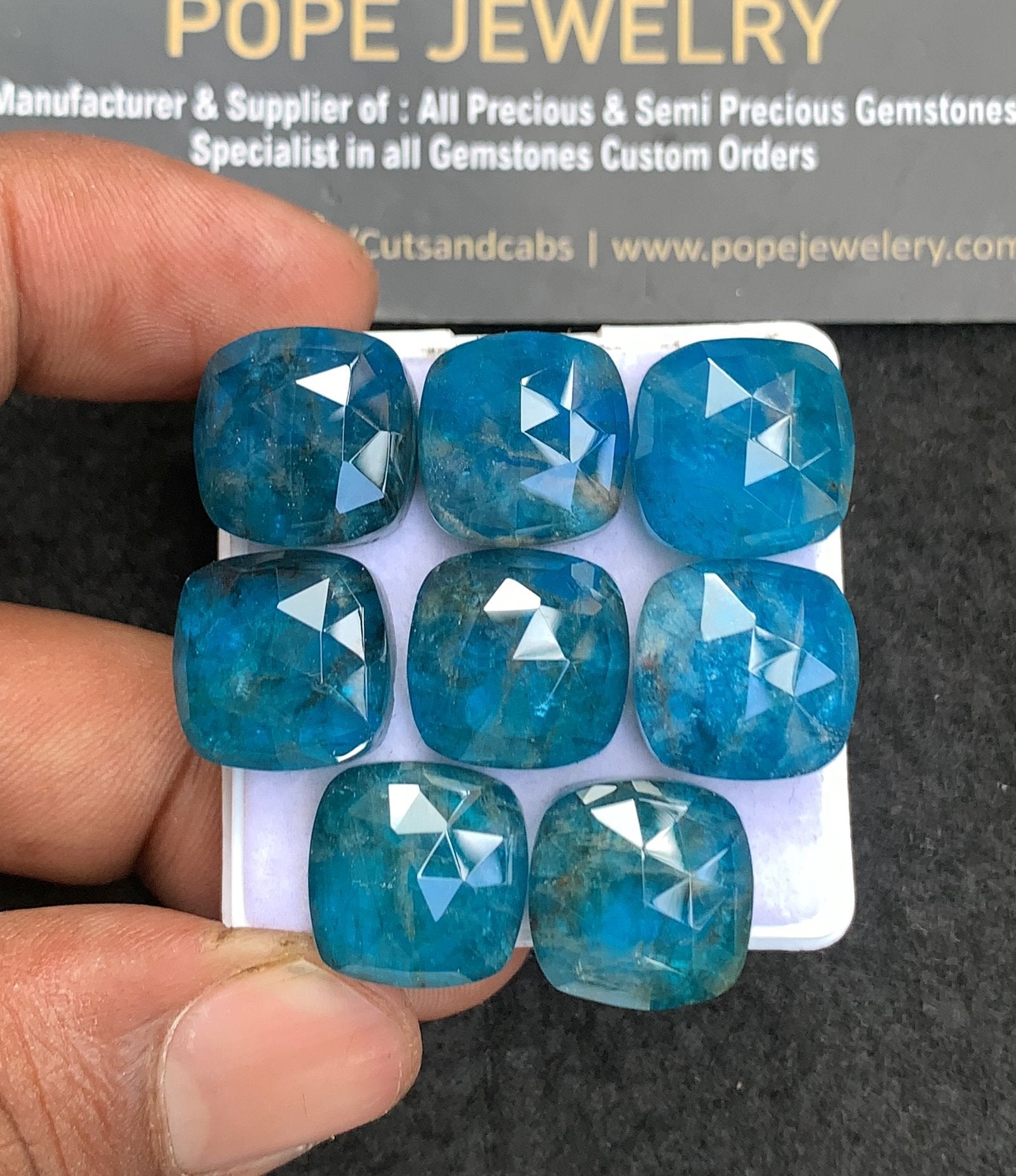 Natural Apatite Doublet Gemstone Rose Cut Cushion Shape Cabochon High Quality Loose Gemstones For Jewelry Making 14 MM Size 8 Pcs V3677