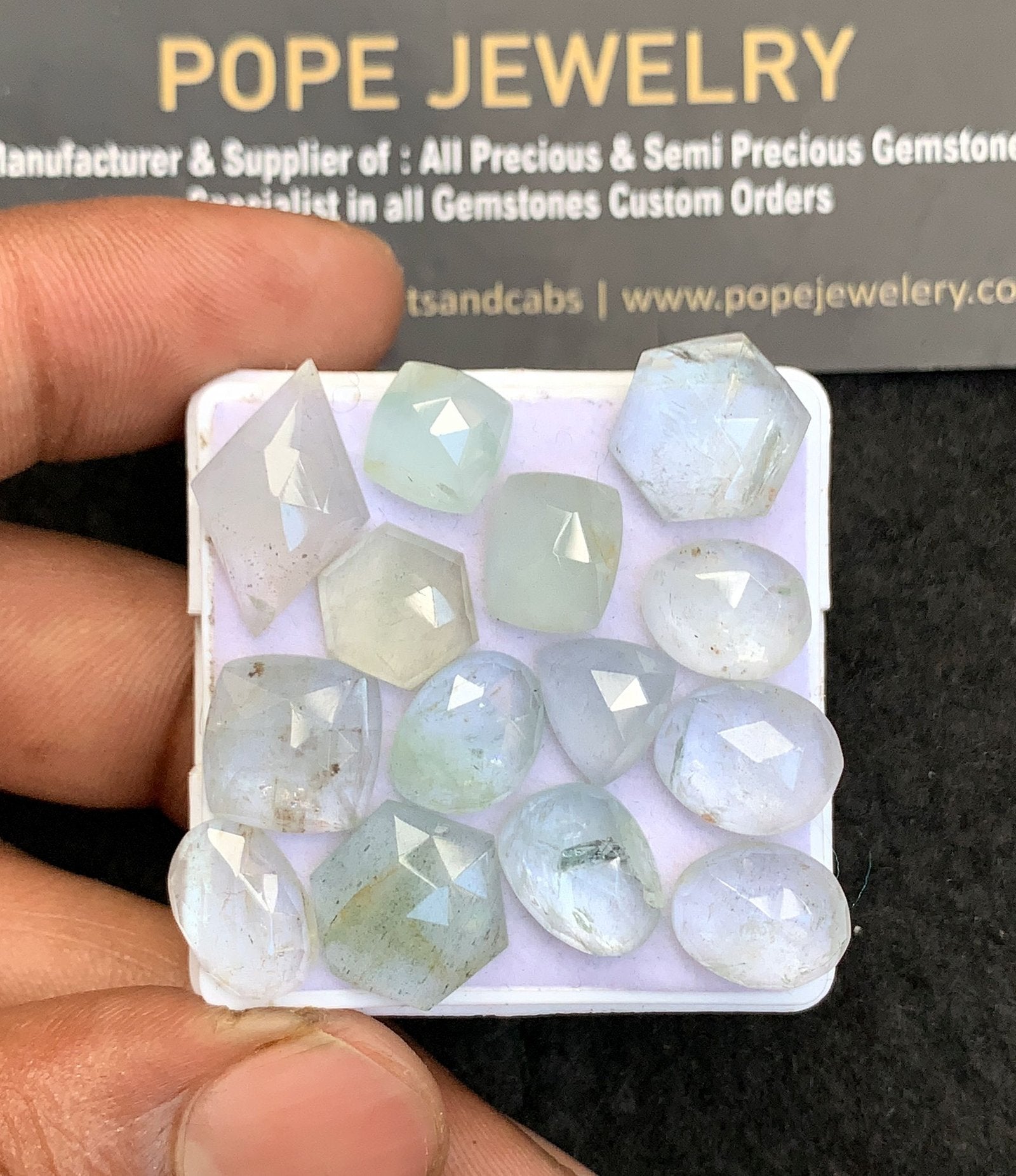 Natural Aquamarine Gemstone Rose Cut Mix Shape Cabochon High Quality Loose Gemstones For Jewelry Making 9-18 MM Size 14 Pc V3679