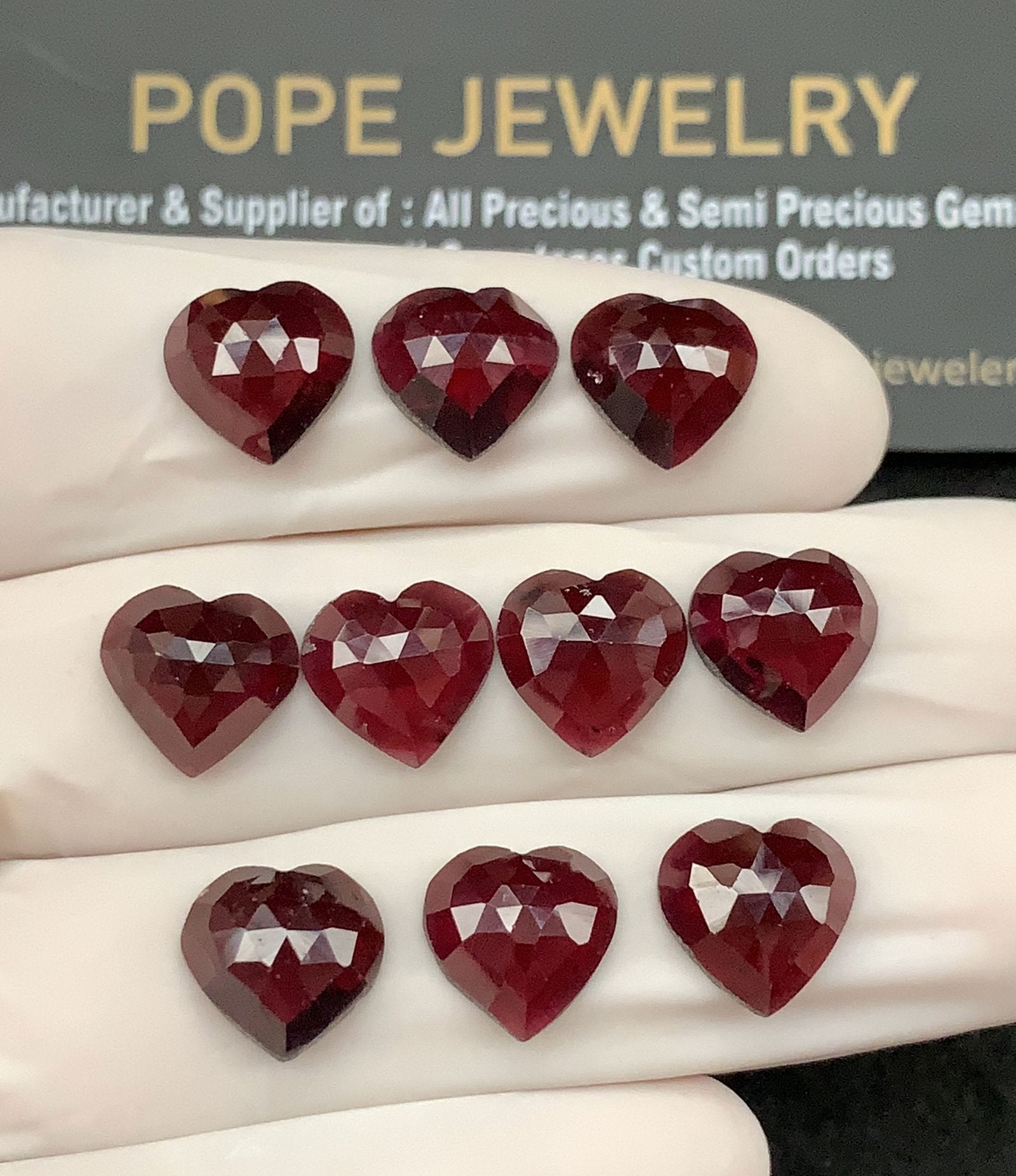 Natural Garnet Gemstone Rose Cut Heart Shape Cabochon High Quality Loose Gemstones For Jewelry Making 10 MM 10 Pcs SM24712
