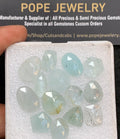 Natural Aquamarine Gemstone Rose Cut Mix Shape Cabochon High Quality Loose Gemstones For Jewelry Making 11-15 MM Size 14 Pc V3681