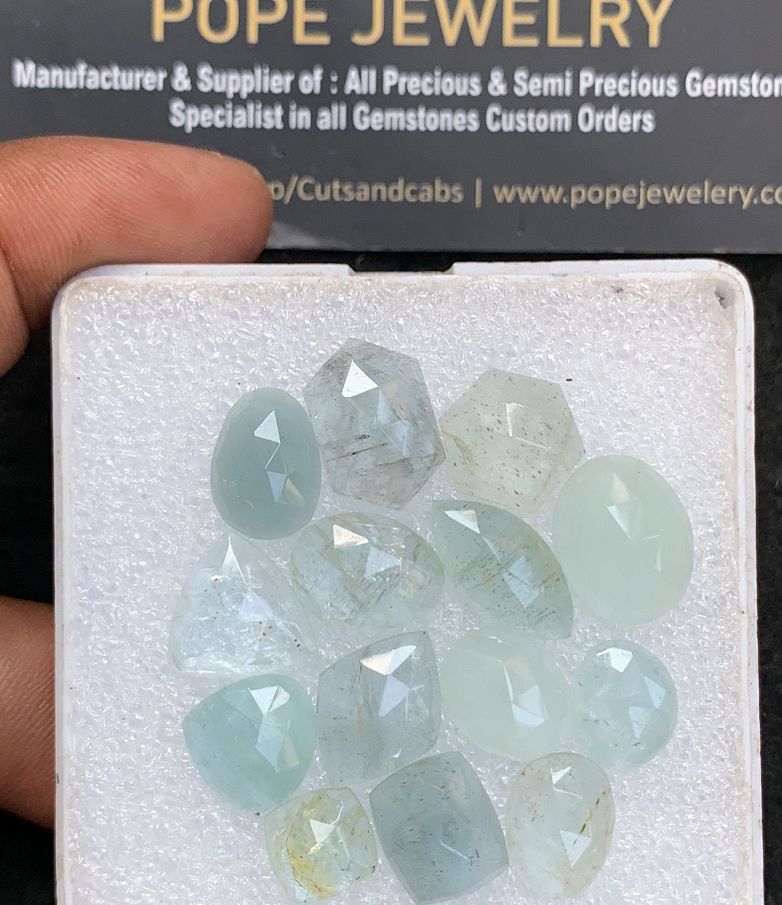 Natural Aquamarine Gemstone Rose Cut Mix Shape Cabochon High Quality Loose Gemstones For Jewelry Making 8-15 MM Size 14 Pc V3682