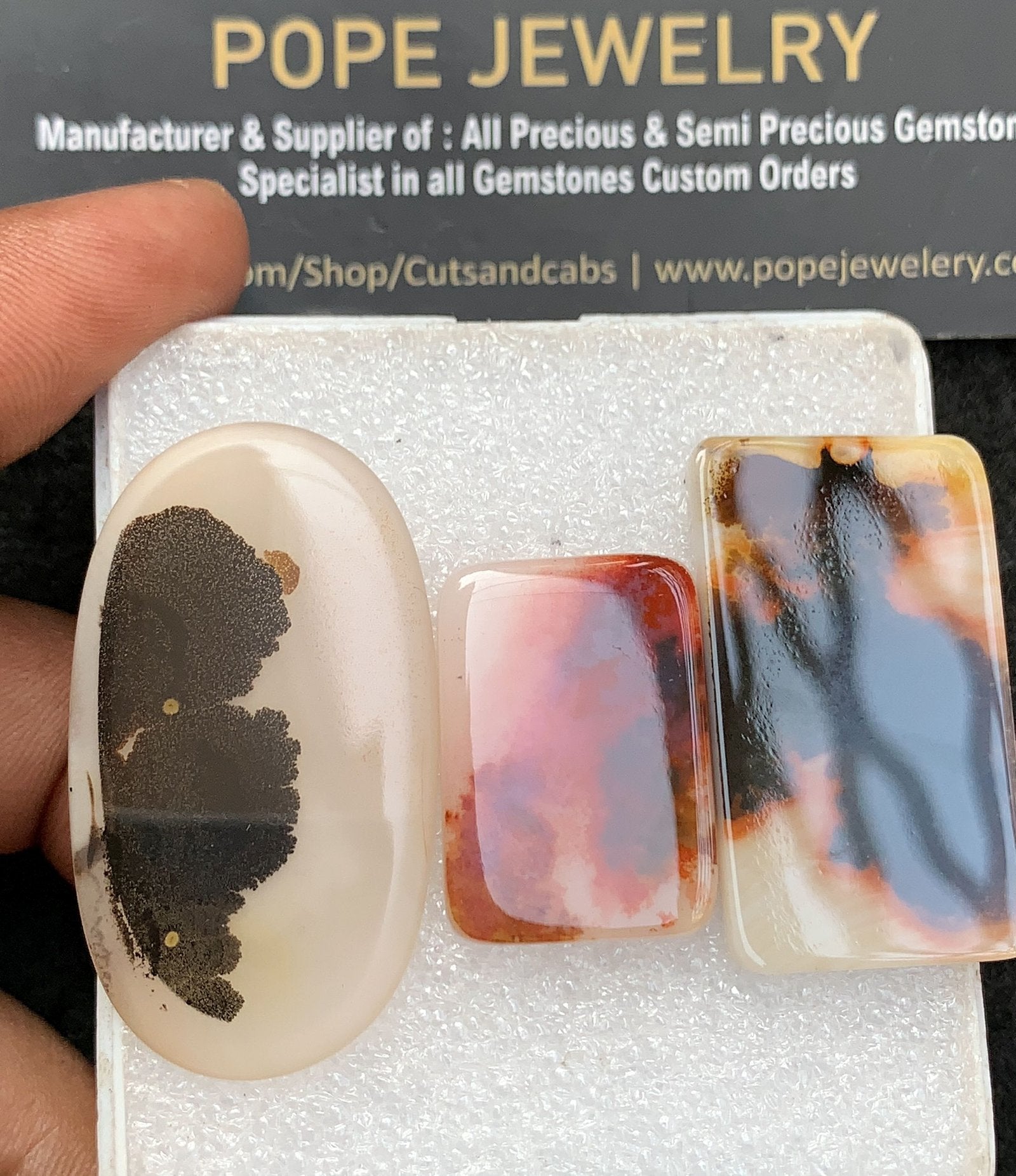 Natural Dendrite Quartz Gemstone Smooth Mix Shape Cabochon High Quality Loose Gemstones For Jewelry Making 25-42 MM Size 3 Pc V3685