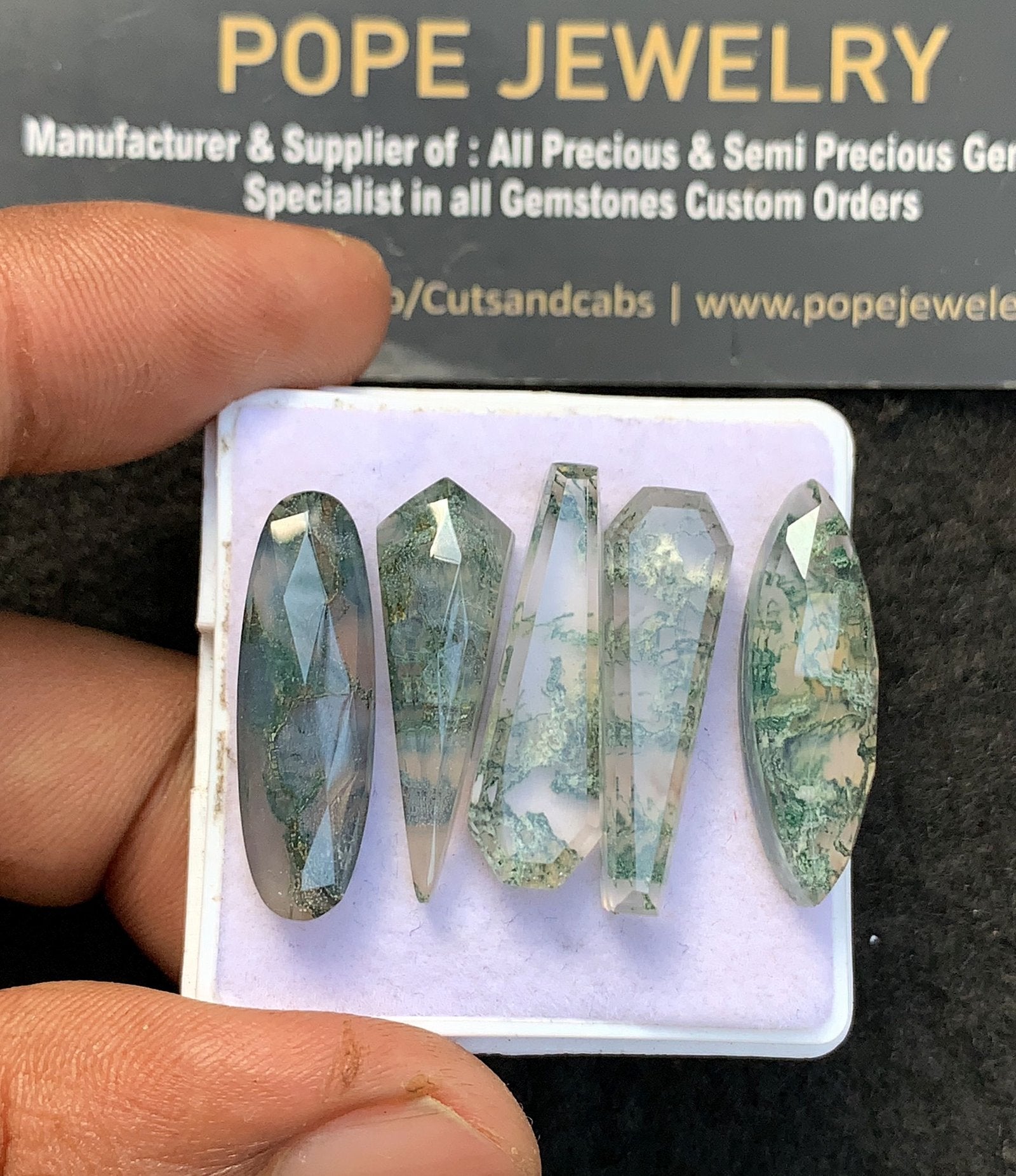 Natural Moss Agate Doublet Gemstone Rose Cut Mix Shape Cabochon High Quality Loose Gemstones For Jewelry Making 25-26 MM Size 5 Pcs V3687