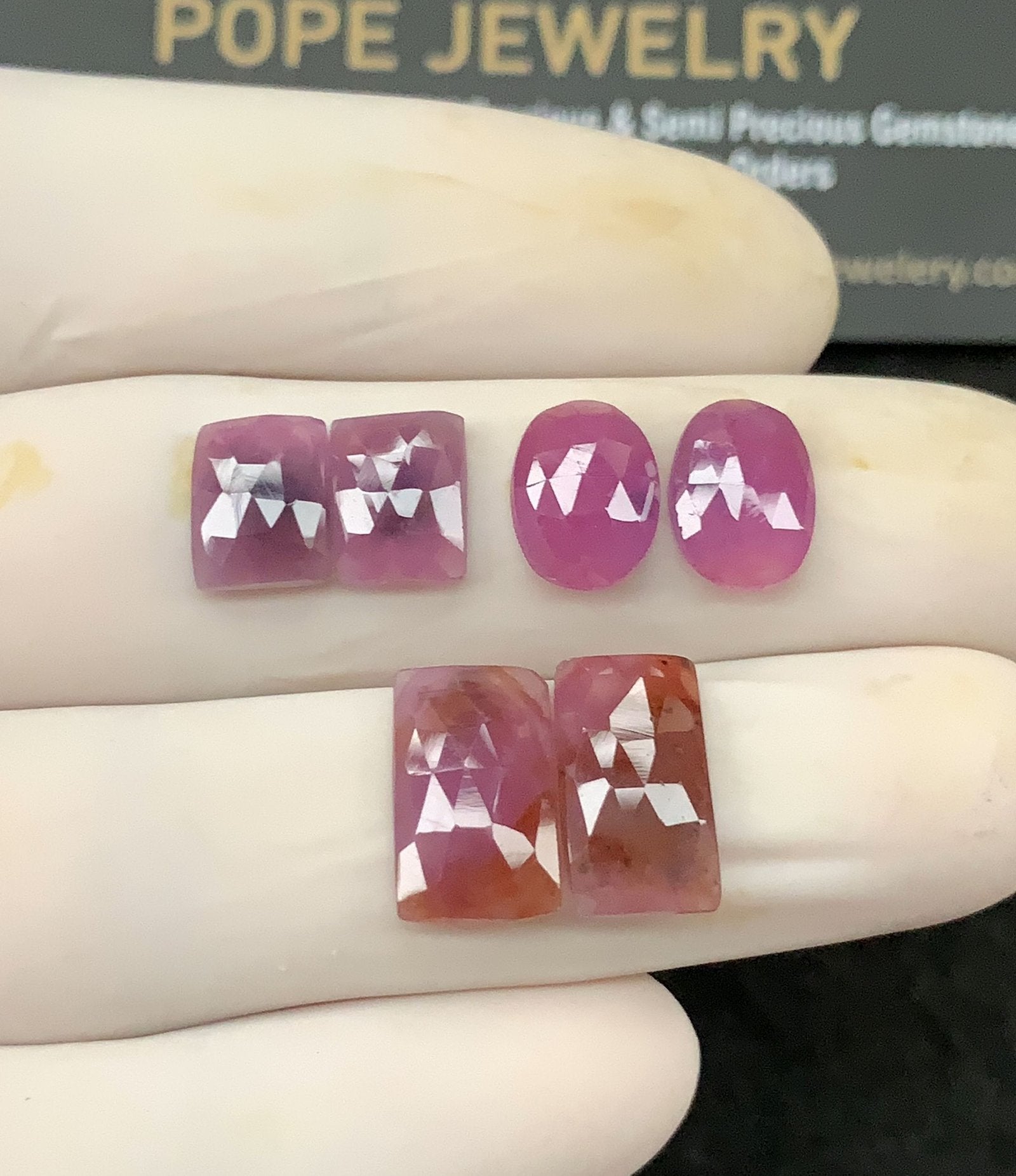 Natural Pink Sapphire Gemstone Rose Cut Mix Shape Cabochon High Quality Loose Gemstones For Jewelry Making 9-13 MM Size 3 Pair SM24723