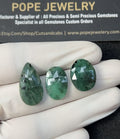 Natural Emerald Gemstone Rose Cut Mix Shape Cabochon High Quality Loose Gemstones For Jewelry Making 17-22 MM Size 3 Pcs V2558