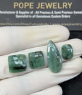 Natural Emerald Gemstone Rose Cut Mix Shape Cabochon High Quality Loose Gemstones For Jewelry Making 12-25 MM Size 4 Pcs V2559