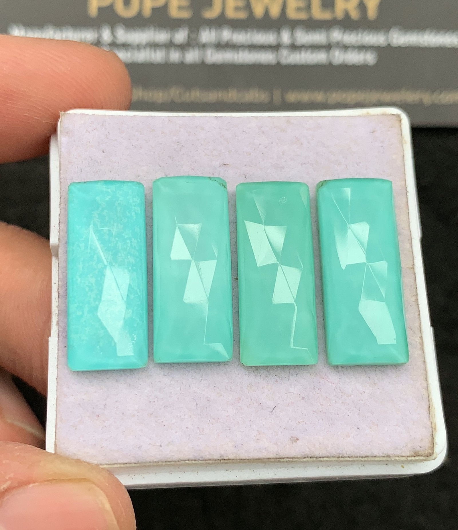 Natural Arizona Turquoise & Doublet Gemstone Rose Cut Rectangle Shape Cabochon High Quality Loose Gemstones For Jewelry Making 20x8 MM Size 4 Pc SM24734