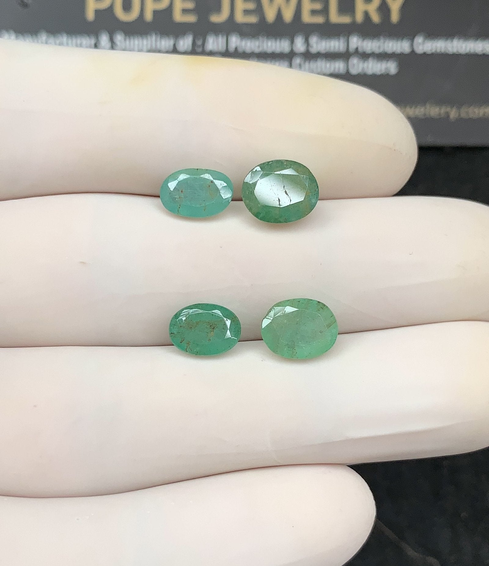 Natural Emerald Gemstone Faceted Cut Oval Shape High Quality Loose Gemstones For Jewelry Making 7-8 MM Size 4 Pc SM24767