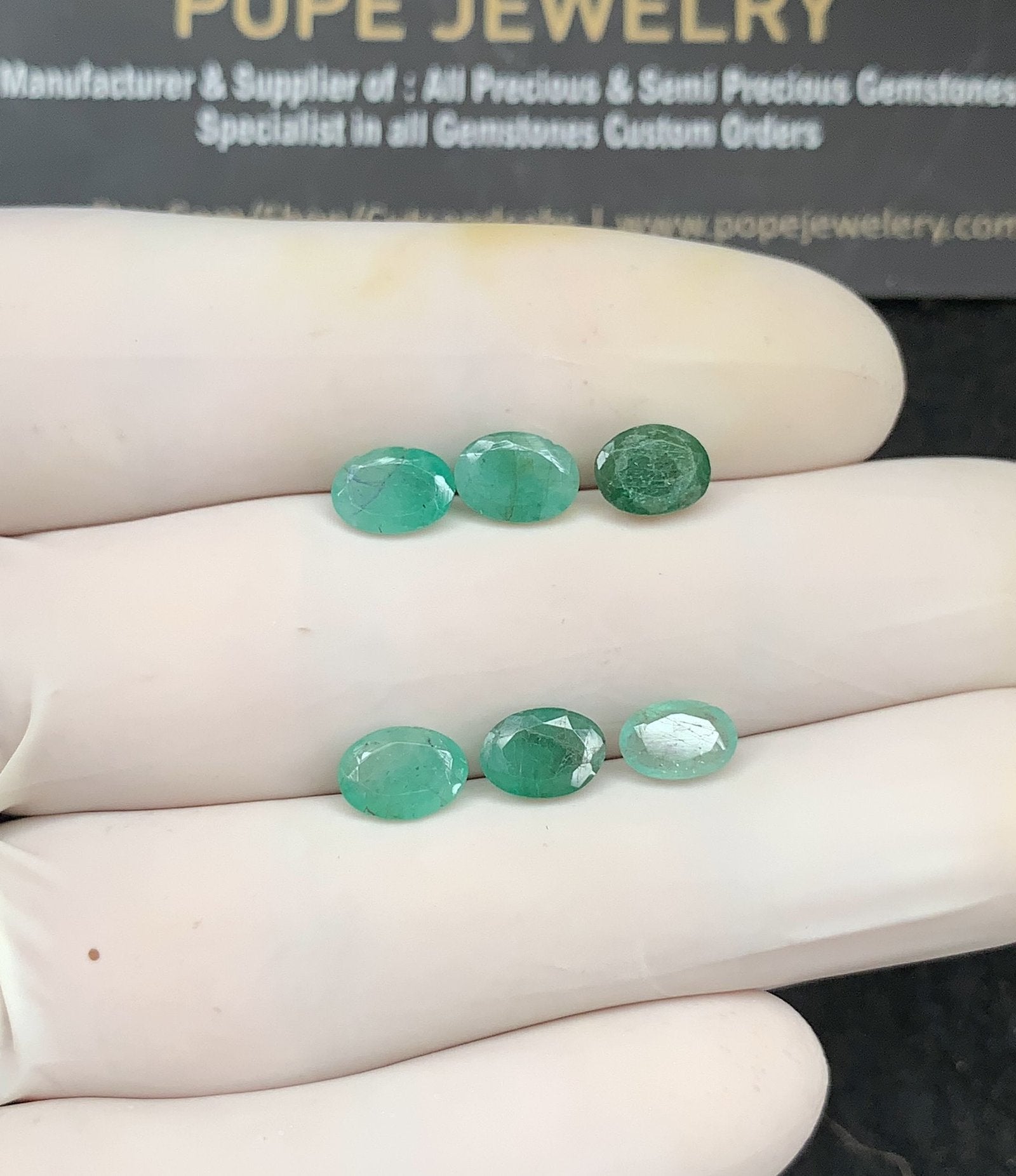 Natural Emerald Gemstone Faceted Cut Oval Shape High Quality Loose Gemstones For Jewelry Making 6-7 MM Size 6 Pc SM24770