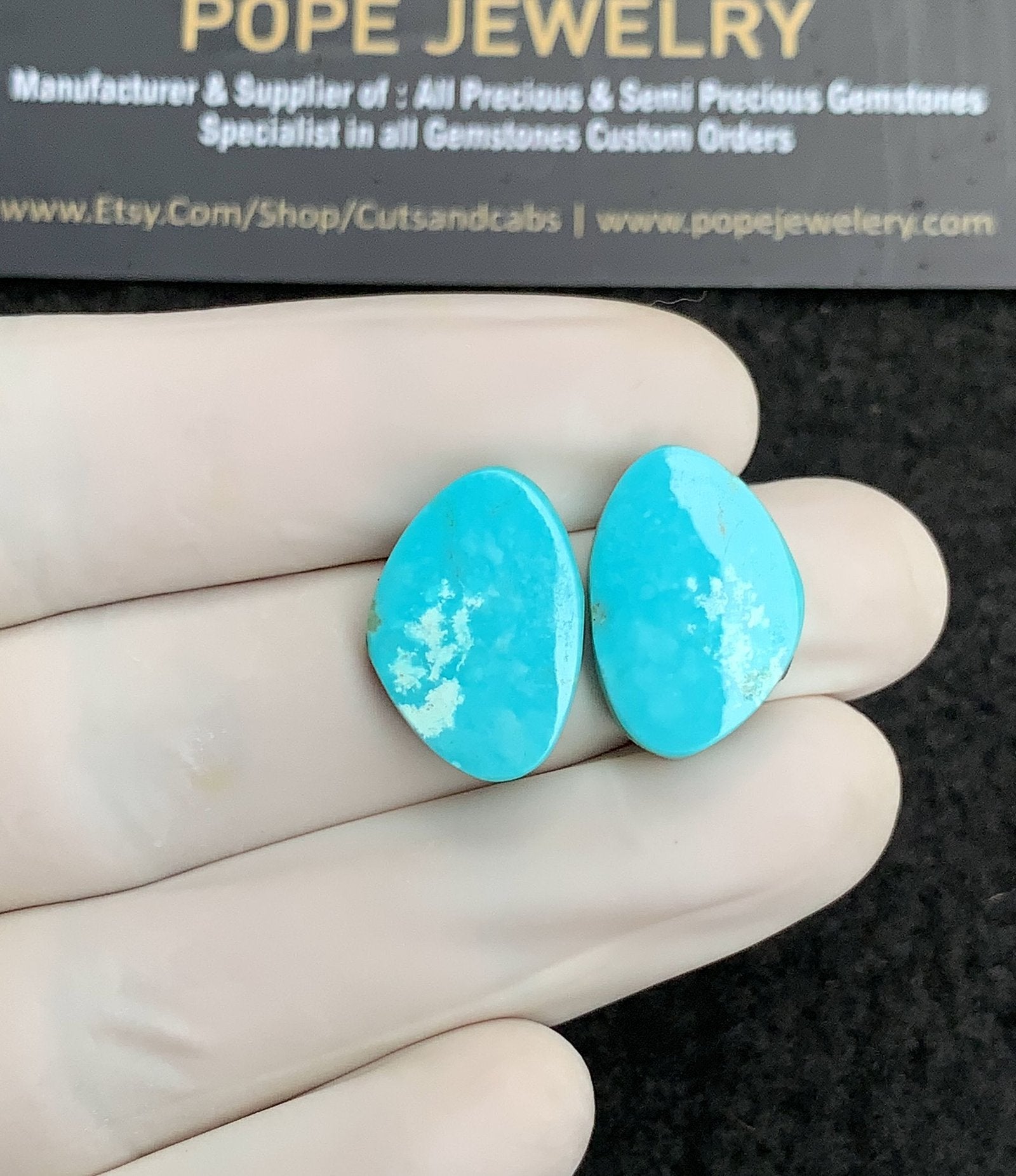Natural American Turquoise Gemstone Smooth Fancy Shape Cabochon High Quality Loose Gemstones For Jewelry Making 19x13 MM Size 1 Pair V2911