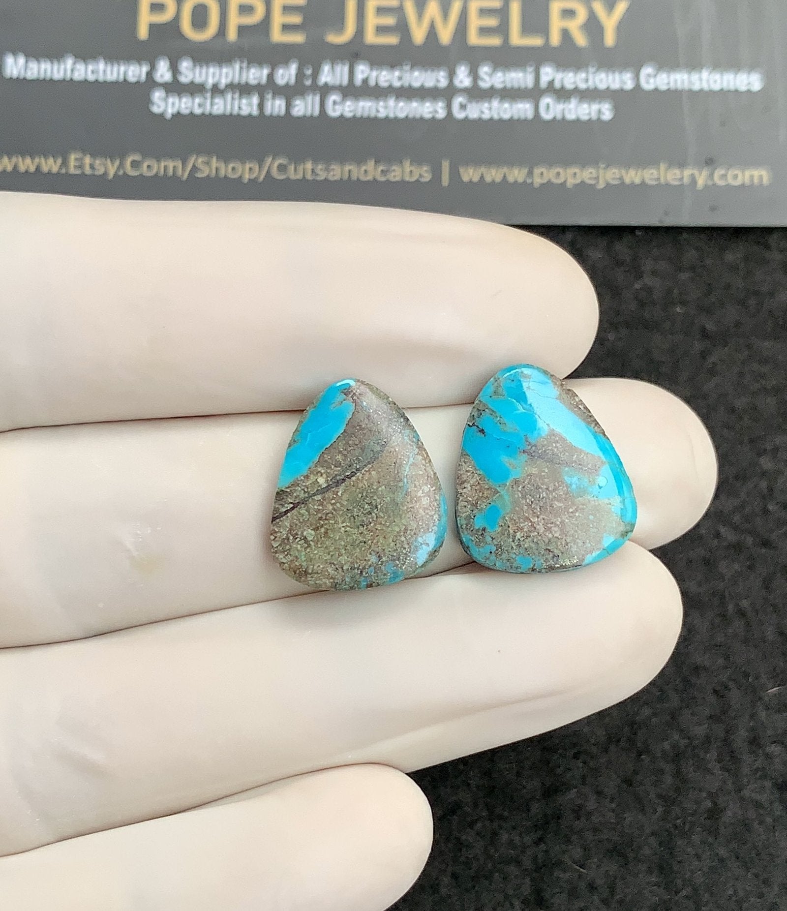 Natural American Turquoise Gemstone Smooth Fancy Shape Cabochon High Quality Loose Gemstones For Jewelry Making 17x14 MM Size 1 Pair V2912