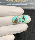 Natural American Turquoise Gemstone Smooth Heart Shape Cabochon High Quality Loose Gemstones For Jewelry Making 12x12 MM Size 1 Pair V2913
