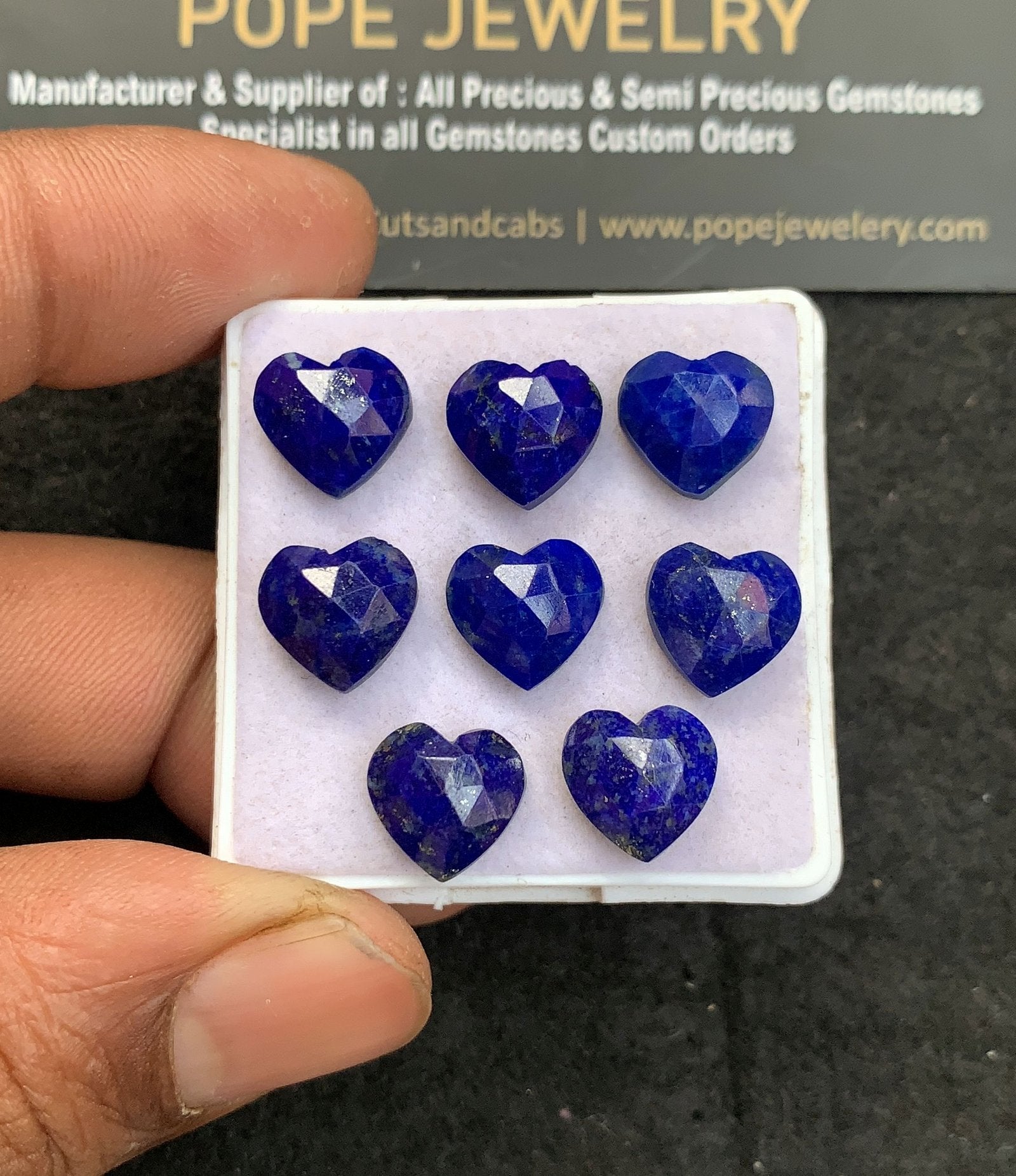 Natural Lapis Lazuli Gemstone Rose Cut Heart Shape Cabochon High Quality Loose Gemstones For Jewelry Making 10 MM Size 8 Pcs V4610