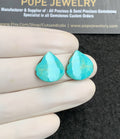 Natural American Turquoise Gemstone Smooth Heart Shape Cabochon High Quality Loose Gemstones For Jewelry Making 16x15 MM Size 1 Pair V2915