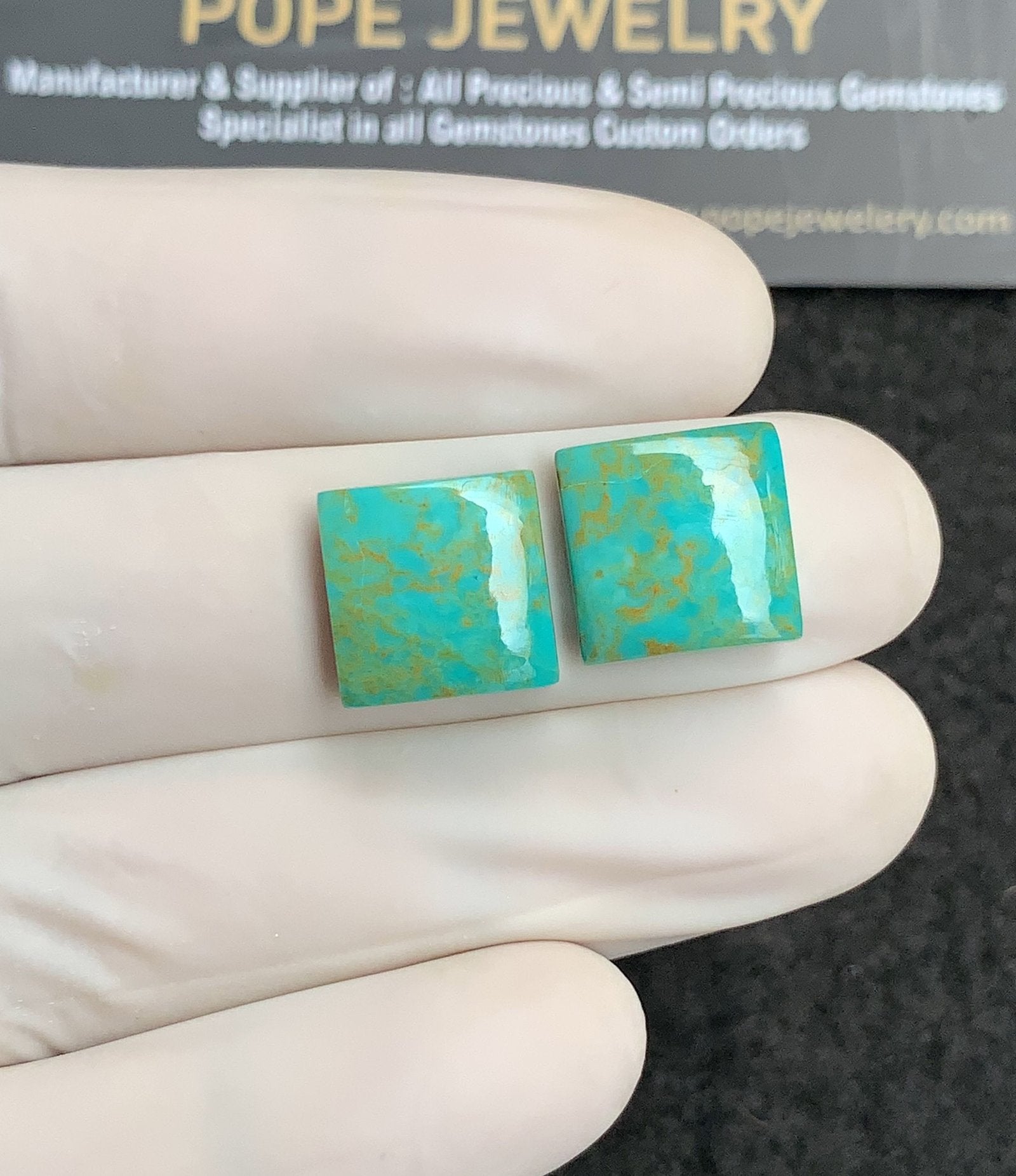 Natural American Turquoise Gemstone Smooth Cushion Shape Cabochon High Quality Loose Gemstones For Jewelry Making 12 MM Size 1 Pair V2916