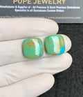 Natural American Turquoise Gemstone Smooth Cushion Shape Cabochon High Quality Loose Gemstones For Jewelry Making 15 MM Size 1 Pair V2917