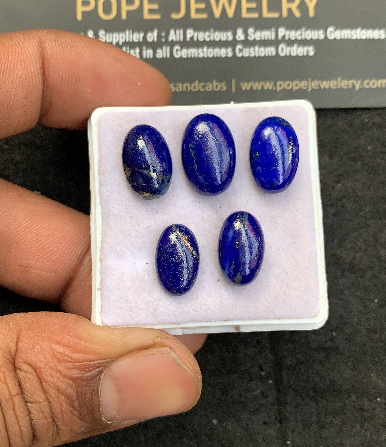 Natural Lapis Lazuli Gemstone Smooth Oval Shape Cabochon High Quality Loose Gemstones For Jewelry Making 12-15 MM Size 5 Pcs V4613