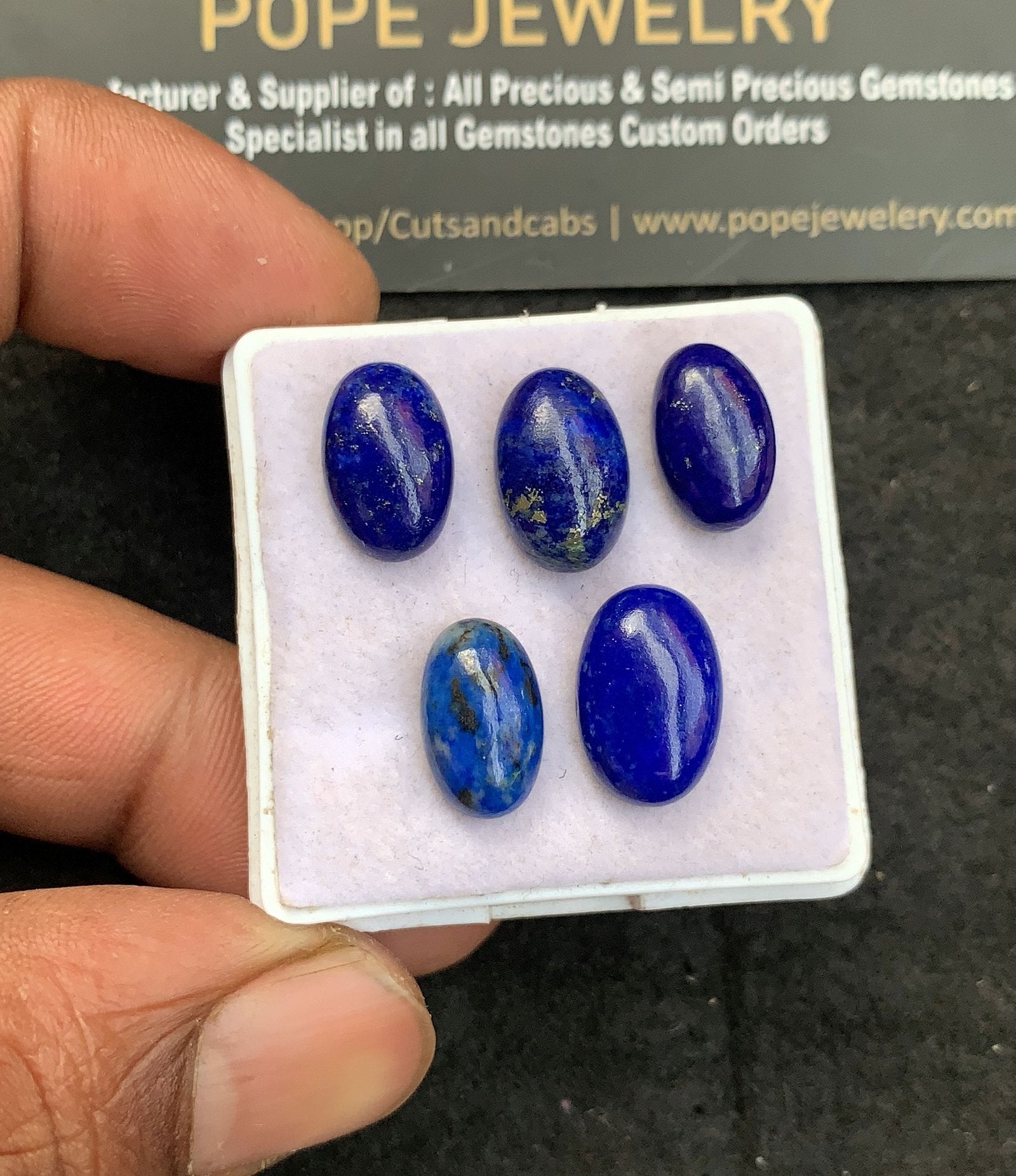 Natural Lapis Lazuli Gemstone Smooth Oval Shape Cabochon High Quality Loose Gemstones For Jewelry Making 13-14 MM Size 5 Pcs V4614