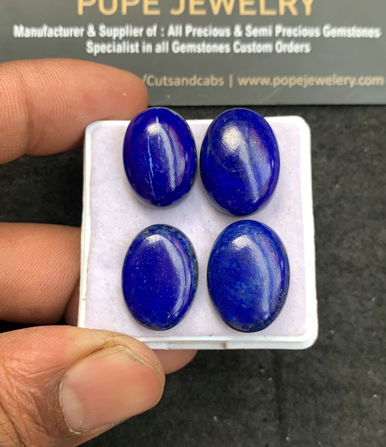 Natural Lapis Lazuli Gemstone Smooth Oval Shape Cabochon High Quality Loose Gemstones For Jewelry Making 18-19 MM Size 4 Pcs V4617