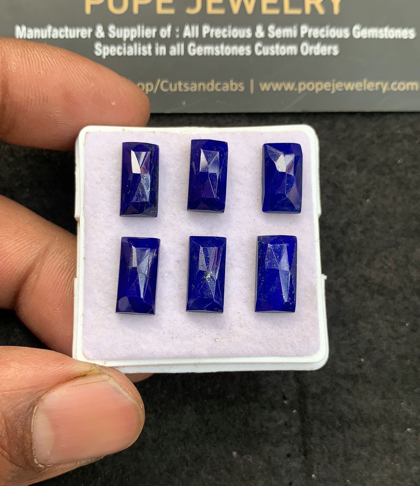 Natural Lapis Lazuli Gemstone Rose Cut Rectangle Shape Cabochon High Quality Loose Gemstones For Jewelry Making 12x6 MM Size 6 Pcs V4619