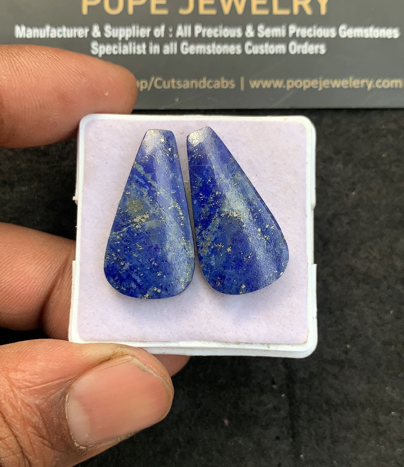 Natural Lapis Lazuli Gemstone Rose Cut Fancy Shape Cabochon High Quality Loose Gemstones For Jewelry Making 23x10 MM Size 1 Pair V4624