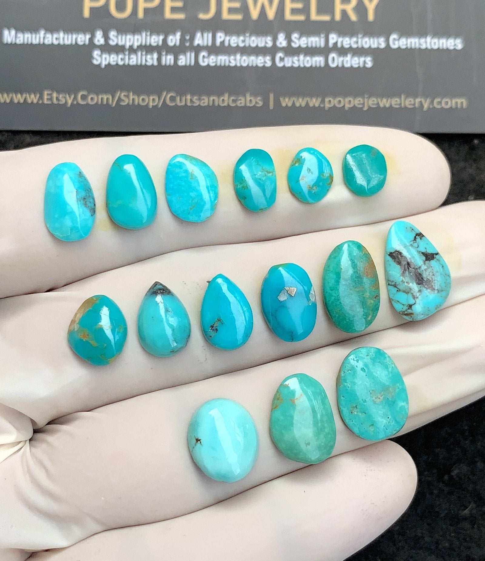 Natural Tibetan Turquoise Gemstone Smooth Mix Shape Cabochon High Quality Loose Gemstones For Jewelry Making 7-14 MM Size 15 Pcs V2934