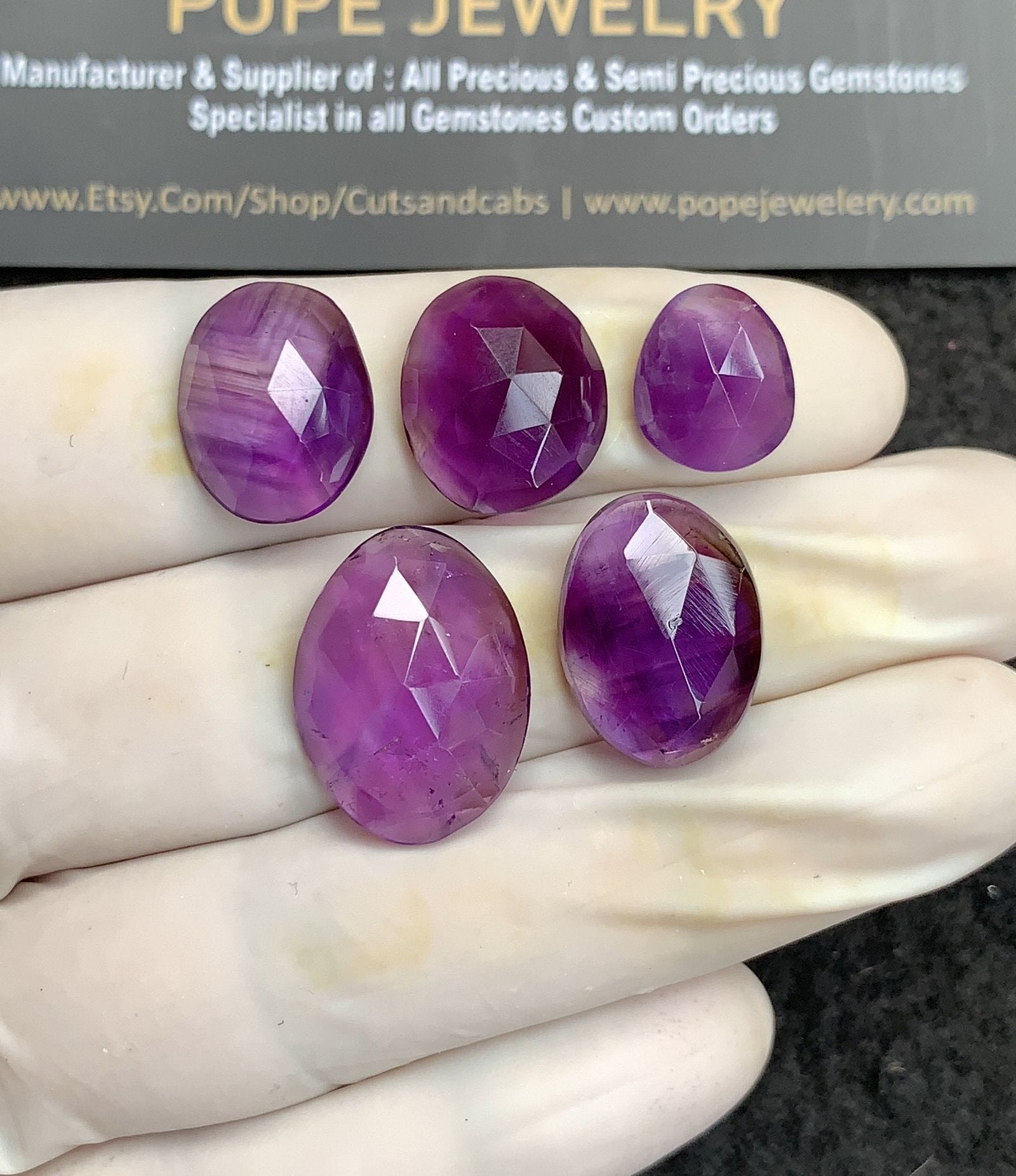 Natural Amethyst Gemstone Rose Cut Mix Shape Cabochon High Quality Loose Gemstones For Jewelry Making 12-20 MM Size 5 Pc V2939