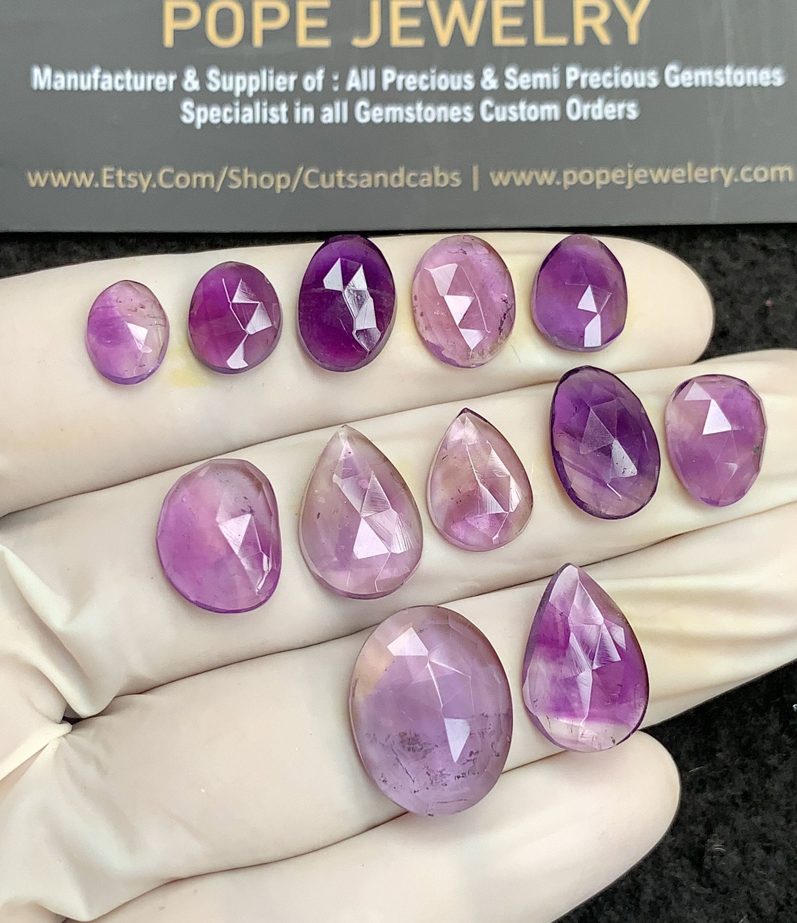 Natural Amethyst Gemstone Rose Cut Mix Shape Cabochon High Quality Loose Gemstones For Jewelry Making 10-17 MM Size 12 Pc V2942