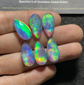 Aurora Opal & Natural Himalayan Rock Crystal Quartz Doublets Rose Cut Teardrop Shape Cabochon Aurora Opal Cabochons Loose Gemstones for Jewlery Making 20x10 MM 6 Pcs SM23592