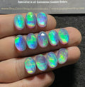 Aurora Opal & Natural Himalayan Rock Crystal Quartz Doublets Rose Cut Oval Shape cabochons Aurora Opal Cabochons Loose Gemstones for Jewelery Making 12x8 MM 12 Pcs SM23598