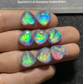 Aurora Opal & Natural Himalayan Rock Crystal Quartz Doublets Rose Cut Heart Shape cabochons Aurora Opal Cabochons Loose Gemstones for Jewelery Making 12x12 MM 8 Pcs SM23599