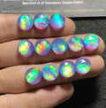 Aurora Opal & Natural Himalayan Rock Crystal Quartz Doublets Rose Cut Round Shape cabochons Aurora Opal Cabochons Loose Gemstones for Jewelery Making 10x10 MM 12 Pcs SM23605