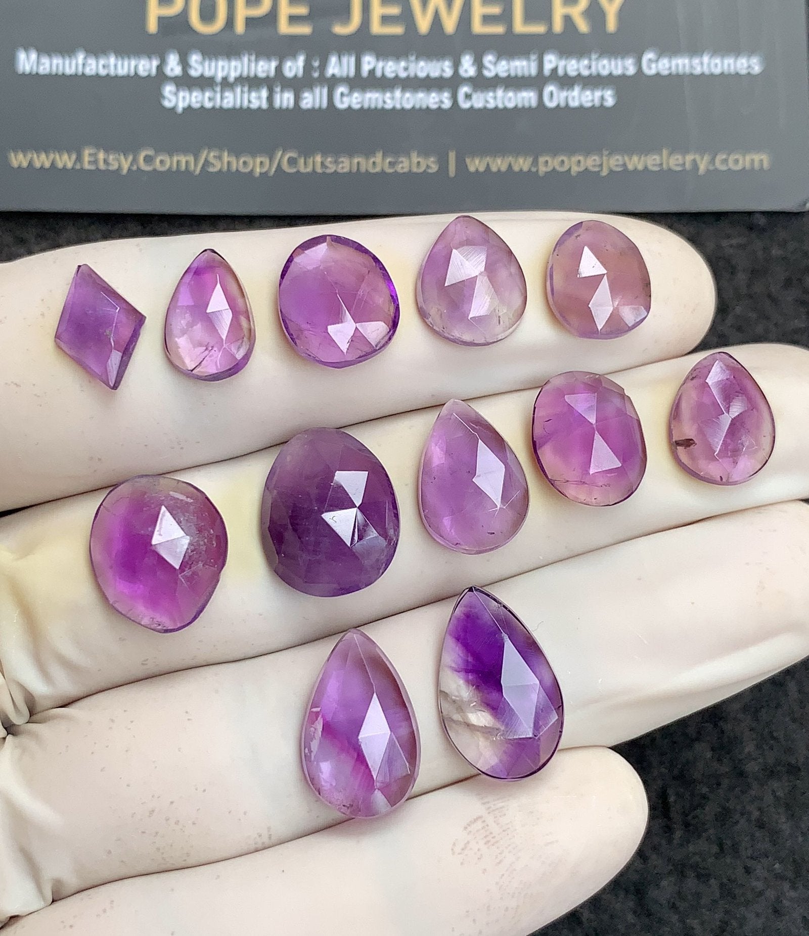 Natural Amethyst Gemstone Rose Cut Mix Shape Cabochon High Quality Loose Gemstones For Jewelry Making 10-16 MM Size 12 Pc SM24792