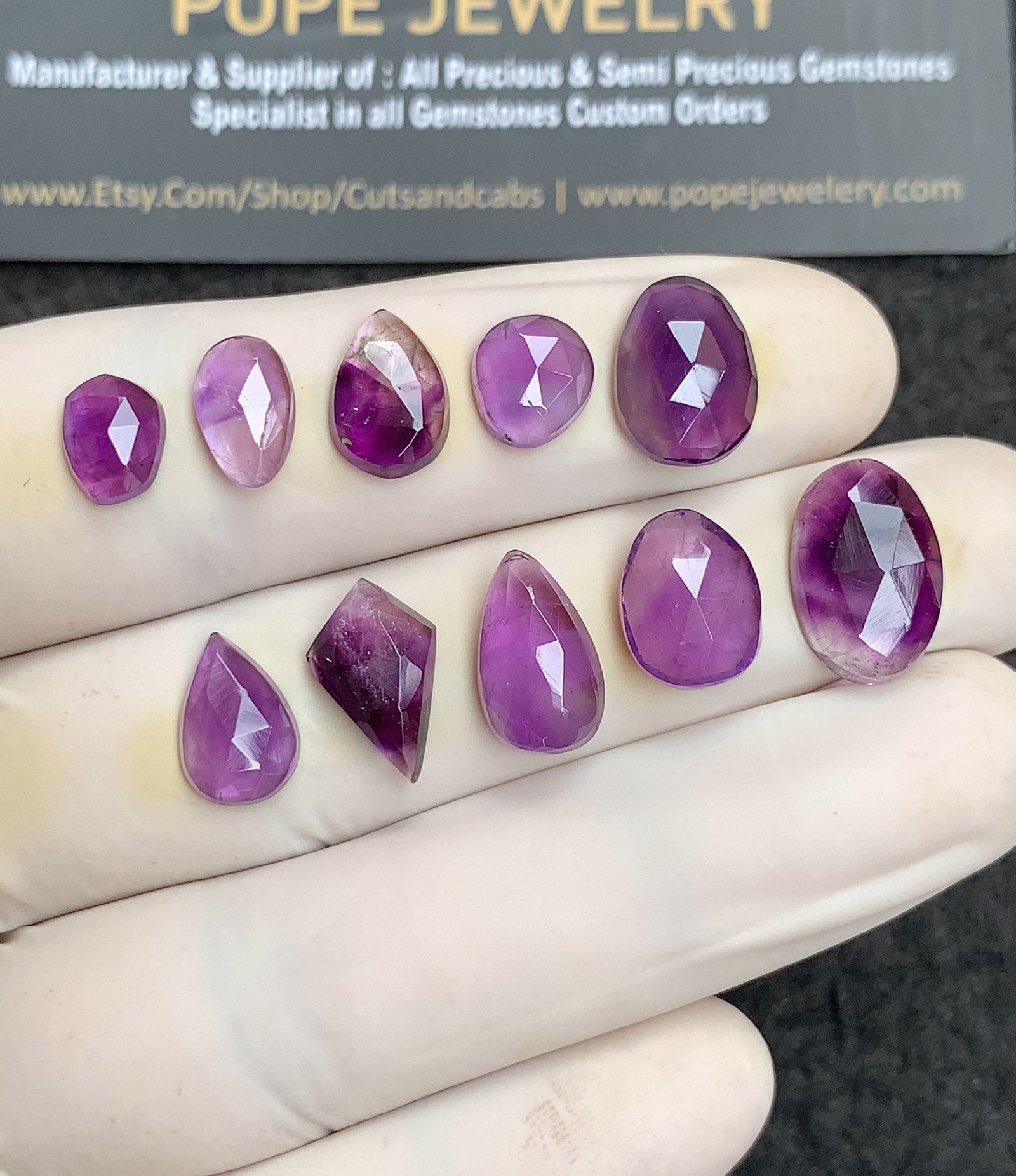Natural Amethyst Gemstone Rose Cut Mix Shape Cabochon High Quality Loose Gemstones For Jewelry Making 8-14 MM Size 10 Pc SM24793