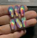 Aurora Opal & Natural Himalayan Rock Crystal Quartz Doublets Step Cut Coffin Shape cabochons Aurora Opal Cabochons Loose Gemstones for Jewellery Making 18x9 MM 6 Pcs SM23610