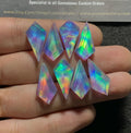 Aurora Opal & Natural Himalayan Rock Crystal Quartz Doublets Step Cut Tie Shape cabochons Aurora Opal Cabochons Loose Gemstones for Jewellery Making 20x10 MM 8 Pcs SM23611
